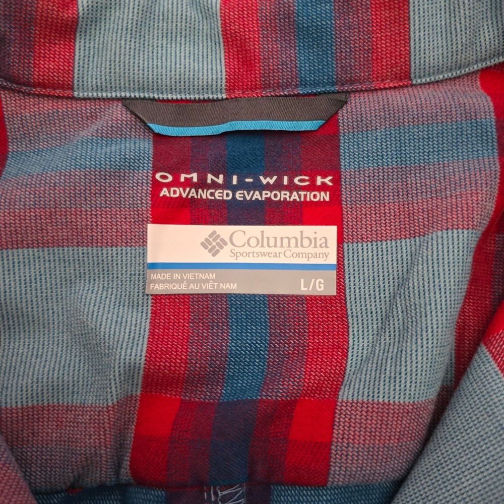 Columbia Women's High Bridge Lane EXS Plaid Button Down Flannel Shirt Red Blue L - Picture 13 of 16